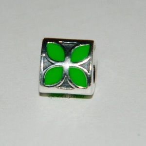 Rare Retired Pandora Green Petal Charm
